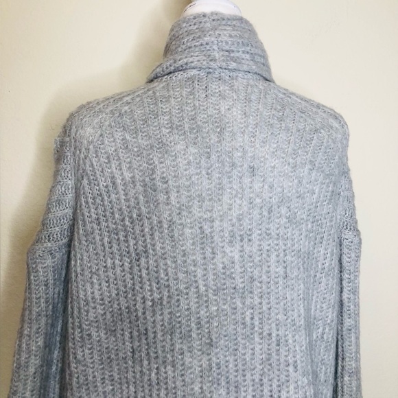 J. Crew Open Front Cardigan Midi Shawl Ribbed Wool Blend Gray Loose Boxy Fit XXS - Picture 9 of 15